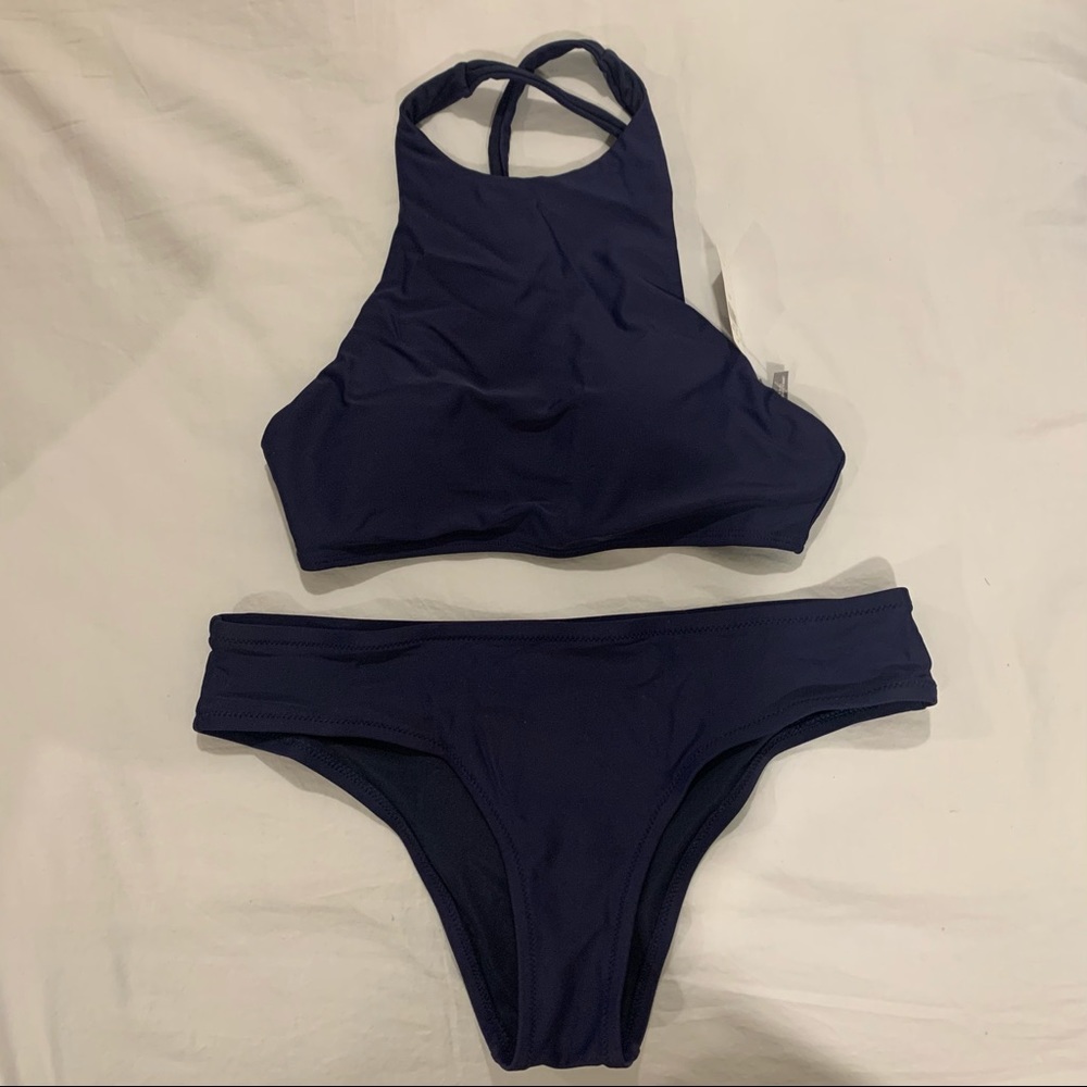 Navy halter neck bikini